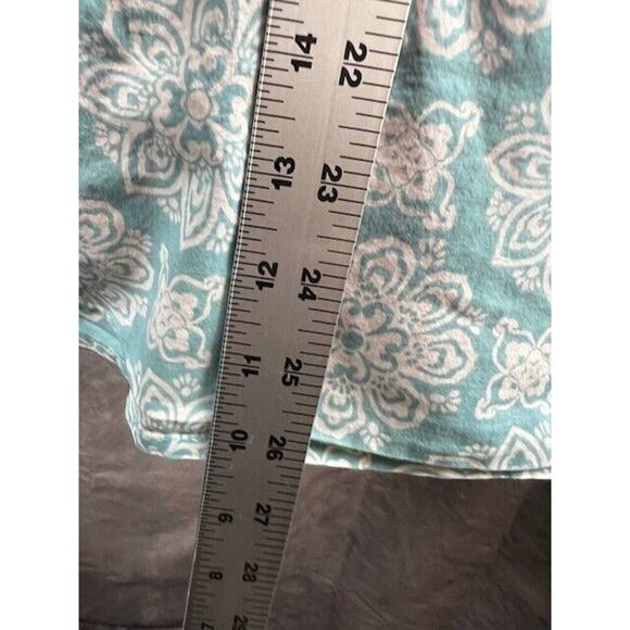 JH COLLECTION 3/4 SLEEVE TURQUOISE/WHITE/ FLORAL V-NECK COTTON TOP!! SZ LARGE - Picture 8 of 9